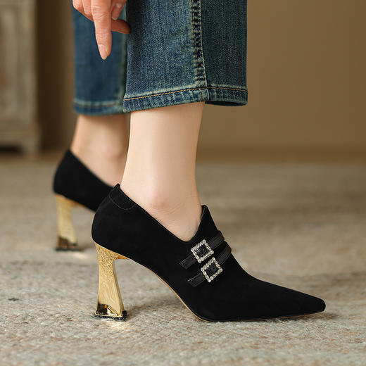 【预售5天】优雅百搭，羊猄皮尖头高跟深口单鞋FDME&FD8270 商品图10