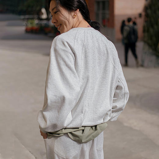 【90%棉】260g 含棉针织面料 慵懒减龄 圆领休闲套头卫衣 宽松运动长袖 商品图2