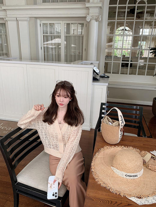 金蘑菇菇  甜味 /镂空针织开衫温柔甜美防晒空调衫上衣 商品图4