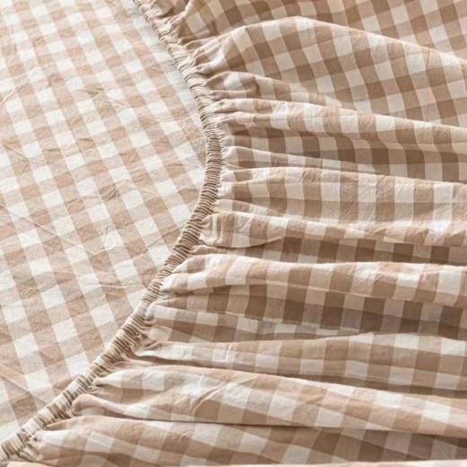 【品牌优选】【品牌直发】无印风A类格子床笠 水洗棉 单床笠 简约方便床垫保护罩 固定防滑  和凌乱说摆摆 防尘隔脏 商品图4