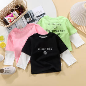 【59元任选2件】2024春款童T桖假两件 纯棉长袖打底衫 男女童宝宝卫衣春季童装