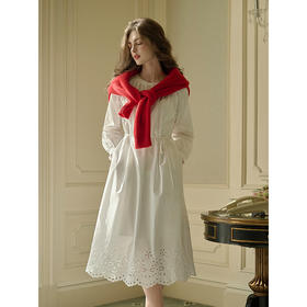 SimpleRetro罗曼蒂克浮梦 白色刺绣法式连衣裙女春长袖茶歇小白裙