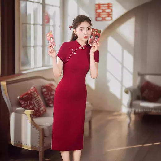 春秋季新款，红色结婚日常可穿敬酒服新娘年轻款新中式改良旗袍GSJ-811 商品图3