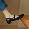 【预售5天】方头粗跟一字带玛丽珍鞋，温柔仙女风软皮黑色高跟鞋DTN-A1037-2 商品缩略图2