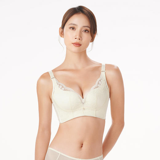 都市丽人舒软挺塑轻塑调整型内衣女蕾丝塑身AB杯3/4杯加厚文胸无钢圈四排扣LJ44C1 商品图1