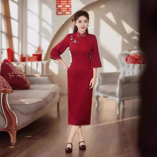 气质高端，敬酒服新娘新款中式年轻款少女订婚礼服夏季旗袍GSJ-804 商品图0