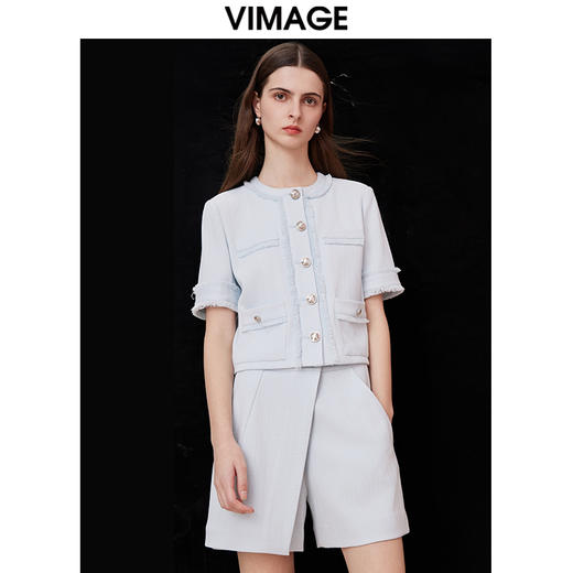 VIMAGE纬漫纪春季新款时尚气质小香风短外套V2103713 商品图5