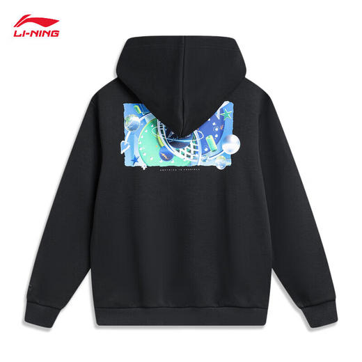 李宁卫衣男子套头连帽卫衣2024春季字母图案LOGO空气层外套AWDU023 商品图4