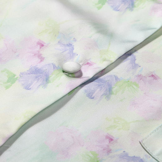 都市丽人好睡好眠春夏睡衣女冰雪丝印花家居服薄款短袖长裤女士丝质套装LH41B4 商品图5