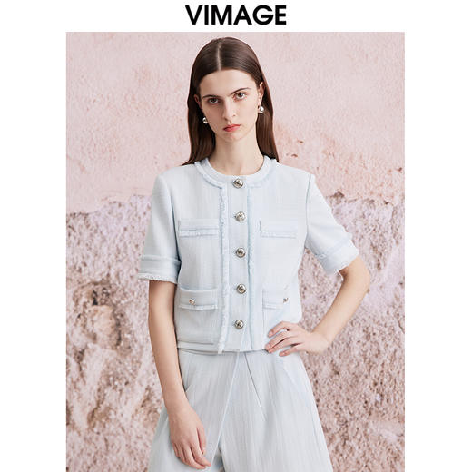 VIMAGE纬漫纪春季新款时尚气质小香风短外套V2103713 商品图0
