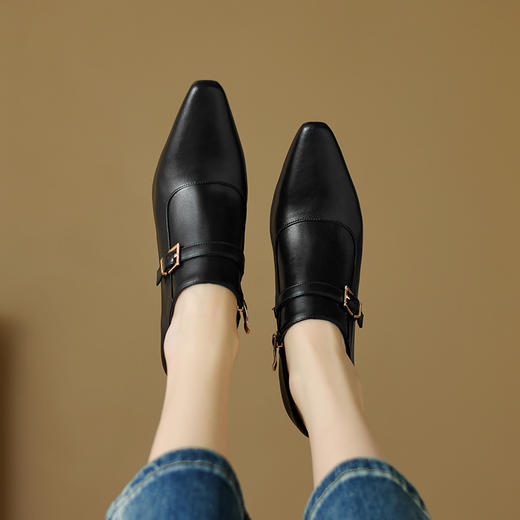 【预售5天】春季新款，性感百搭里外全真皮牛皮尖头深口高跟鞋FDME&FD8272 商品图12