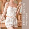 【100%棉 纯欲套装】法式浪漫提花蕾丝吊带花苞短裤睡衣套装9002白色天使套装 商品缩略图1