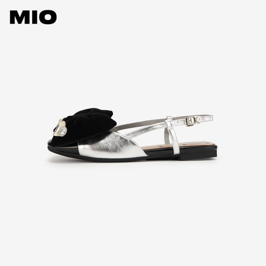 MIO米奥夏季平跟时装凉鞋闪钻减龄蝴蝶结后空通勤小凉鞋女M242201602 商品图2