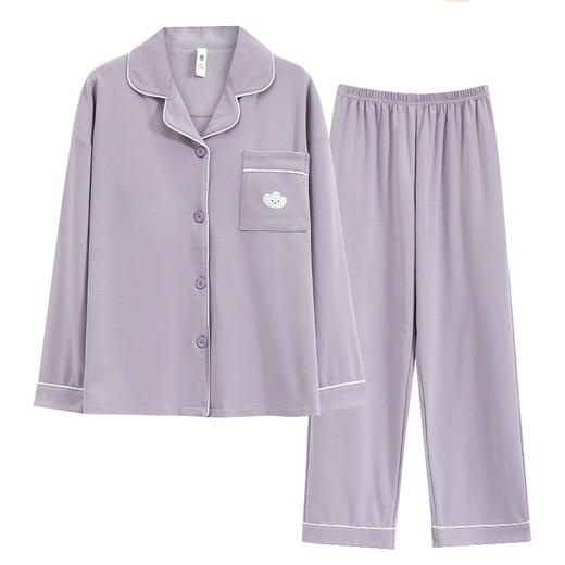 【轻盈舒眠！带胸垫】纯棉睡衣女款长袖一体春秋季新款全棉女可外穿套装，既舒适柔软，又具有前卫的设计感，外出也不失时尚。 商品图11