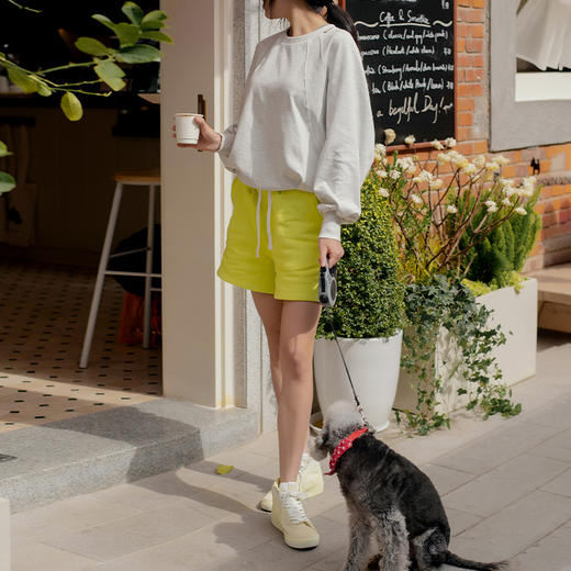 【100%棉】405g 全棉针织面料-松紧腰 抽绳卫裤 显瘦A字休闲训练短裤 商品图4