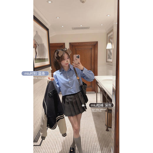 金蘑菇菇 ccd练习日 棒球套组/ 衬衫+半裙 休闲系减龄穿搭三件套 商品图5