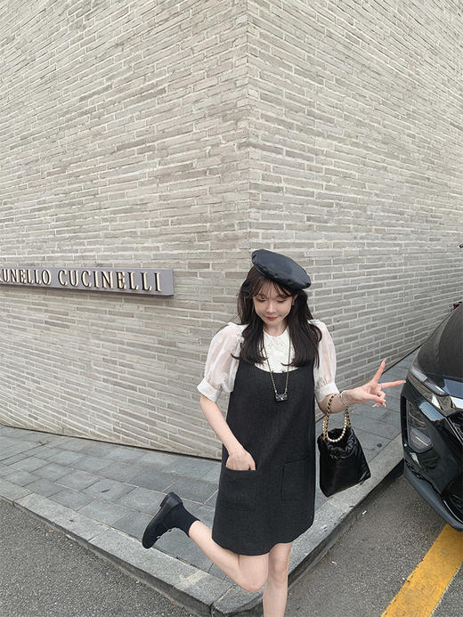 金蘑菇菇 miu灰半裙  奶系穿搭夏天套装裙子 商品图4