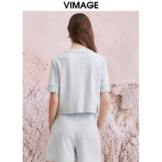 VIMAGE纬漫纪春季新款时尚气质小香风短外套V2103713 商品图4