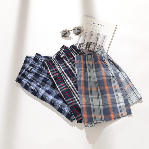 【梭织全棉阿罗裤】SCHIESSER德国舒雅短裤全棉梭织面料, 肌理细腻，柔软亲肤, 透气舒适，撞色格纹图案，经典时尚。39/22878X 商品图3