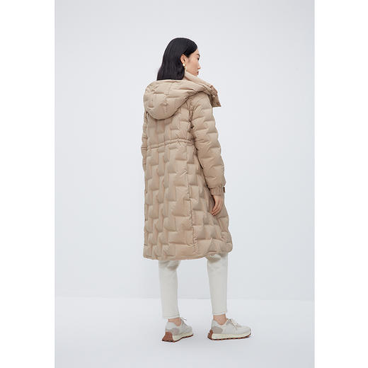 驼色零压感轻薄羽绒服女NEELLY纳俪商场同款连帽风衣式中长款外套N23102L01058 商品图3