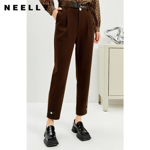 NEELLY纳俪商场同款西装裤女秋冬季可脱卸腰带休闲裤宽松显瘦长裤N22104H04560 商品图2