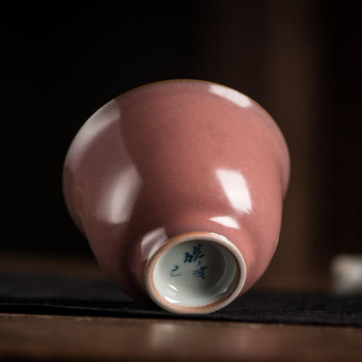 问鼎汝瓷经典款萼红精工款禅钟杯  景德镇陶瓷手工复古茶杯礼盒装茶杯品杯 商品图2