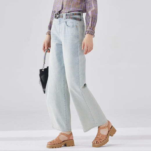 谜底直筒牛仔裤女2024春新款时尚百搭高腰亲肤舒适长裤241MK0041 商品图1