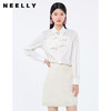 NEELLY纳俪西装领飘带白色衬衫女爱心压褶长袖上衣简约通勤秋季N21091B01183 商品缩略图0