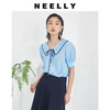 NEELLY纳俪商场同款韩版polo领蝴蝶结飘带短袖上衣夏灯笼袖衬衫N23044B04591 商品缩略图0