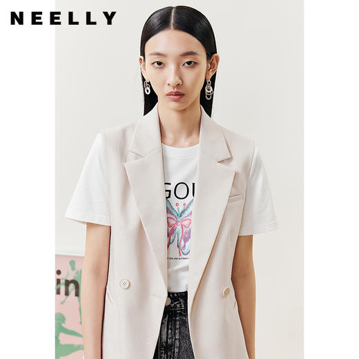 NEELLY纳俪商场同款春夏无袖西装马夹女时尚休闲通勤职业背心外套N22051D01151 商品图2