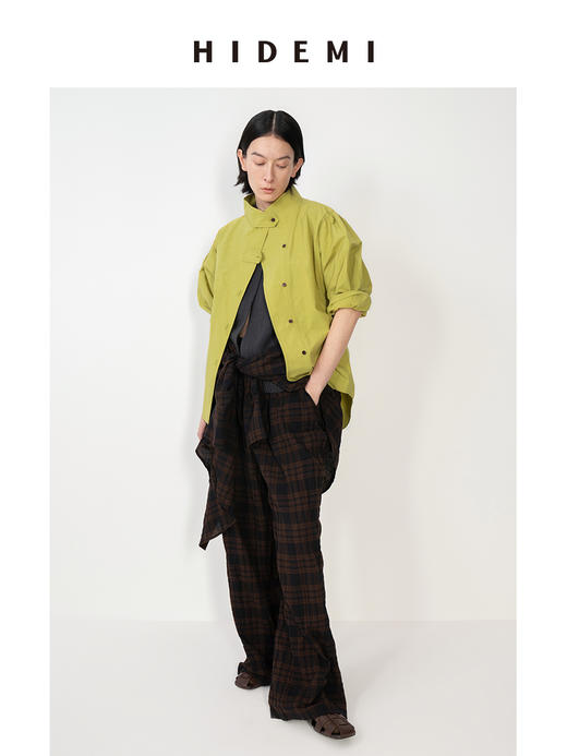 HIDEMI 质感小立领风衣型微褶皱水洗棉衬衫上衣 商品图4