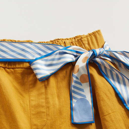 谜底直筒九分裤女2024夏季新款通勤风纯色休闲裤配腰带246MK7018 商品图3