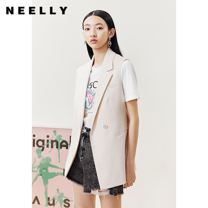 NEELLY纳俪商场同款春夏无袖西装马夹女时尚休闲通勤职业背心外套N22051D01151