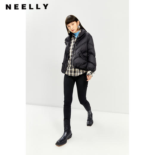 NEELLY纳俪立领短款羽绒服女年新款袖口抽绳防风保暖外套潮N23104L04406 商品图1