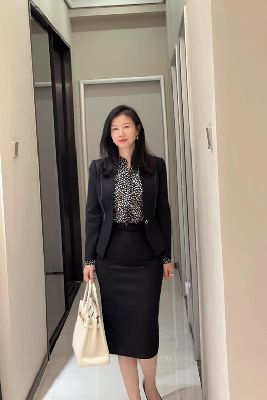 “黑兰”套裙 颈袖添香季时尚职业修身OL气质显瘦包臀羊毛女士套裙J9303994A 商品图11