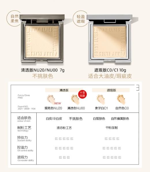 FunnyElves 方里柔焦蜜粉饼 ，遮瑕+控油+定妆三合一！ 商品图8