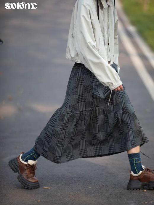 早乙女惠子saotome/STMQZ231207/ 不规则结构格纹半裙 商品图1