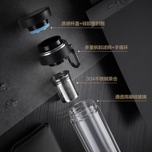 【自营】施密特（simita）名匠提手玻璃杯 双层设计 茶水分离  380ml 商品图5