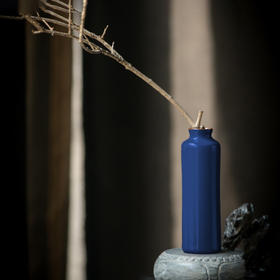 问鼎黛蓝君子瓶创意小号陶瓷花瓶插花器 中式复古桌面台面家居饰品摆件