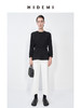 HIDEMI 极简春日圆领设计感前后两穿立体剪裁缎面外套上衣女 黑色/白色 商品缩略图3
