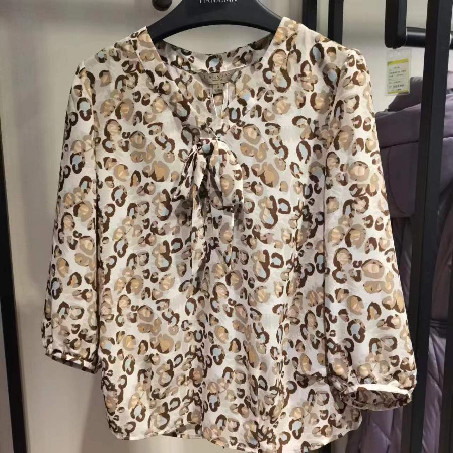 南3天轩碎花蝴蝶结衬衫