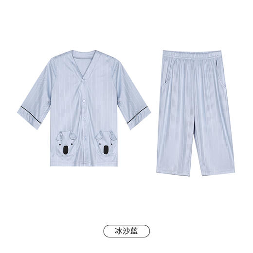 都市丽人眯雅佳生活家居春夏睡衣男女童牛奶丝抽条家居服薄款中袖七分裤童装棉质套装JH41A1 商品图12