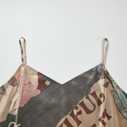 谜底吊带连衣裙2024春新款性感风花色修身亲肤长裙无袖241ML0147 商品图3