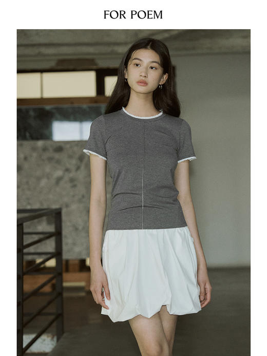 ForPoem 现货 24/SS原创设计春季新款简约百搭花边领休闲短袖T恤上衣 商品图0