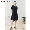 NEELLY纳俪商场同款圆领连衣裙女抽褶收腰显瘦小黑裙不规则裙摆夏N22052Y01162 商品缩略图0