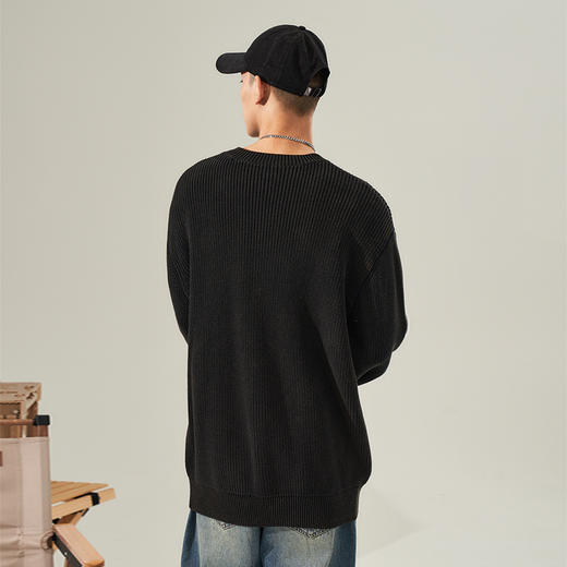 西遇美式复古宽松针织衫男早春新款慵懒风圆领内搭长袖上衣12132296 商品图4