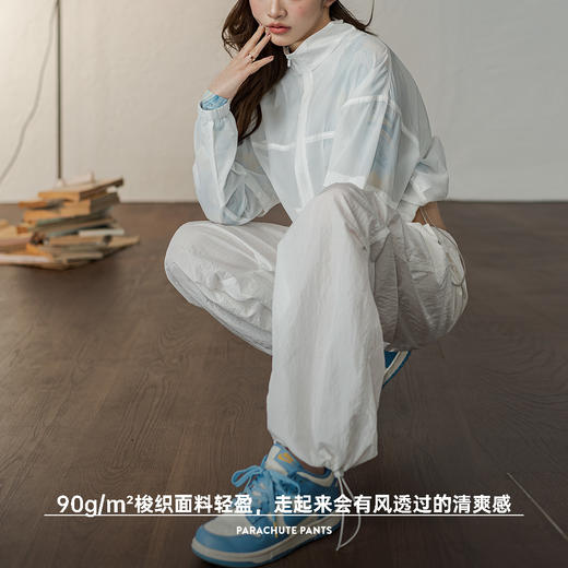 马登白色降落伞裤美式复古工装裤女收脚休闲裤登山运动裤透气女 商品图3