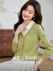 【专属特价】熙世界秋秋假两件绿色针织衫女2025新款通勤学院风衬衫领拼接上衣 商品缩略图1