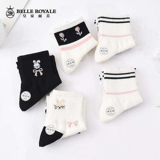 【42元5双，数量拍5】新款春夏秋款中筒袜ins潮外穿薄款棉夏季女士袜子WZM3458 商品图5