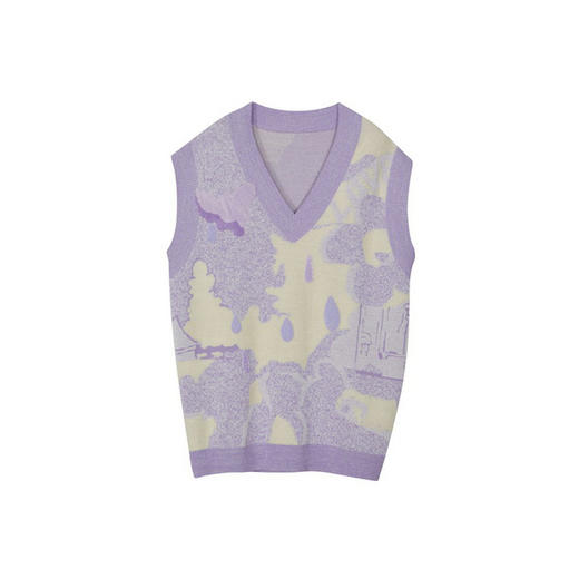 谜底V领针织马甲女2024春季新款复古文艺风宽松毛衣马夹241MZ0326 商品图4